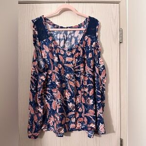 Maurices Floral Navy and Pink Women's Top